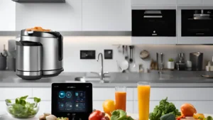 AI-integrated smart kitchen appliances automating cooking and meal planning
