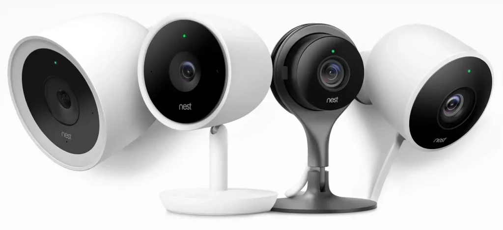 Google Nest indoor camera with smart motion detection and AI facial recognition, designed for detecting movement through windows.
