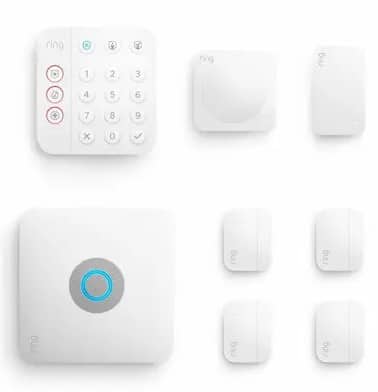 Ring Alarm Pro DIY security system with Eero Wi-Fi 6 mesh router, sensors, and motion detectors
