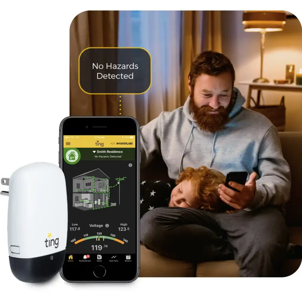 Ting Fire app showing real-time fire detection alerts and home automation integration for smart safety