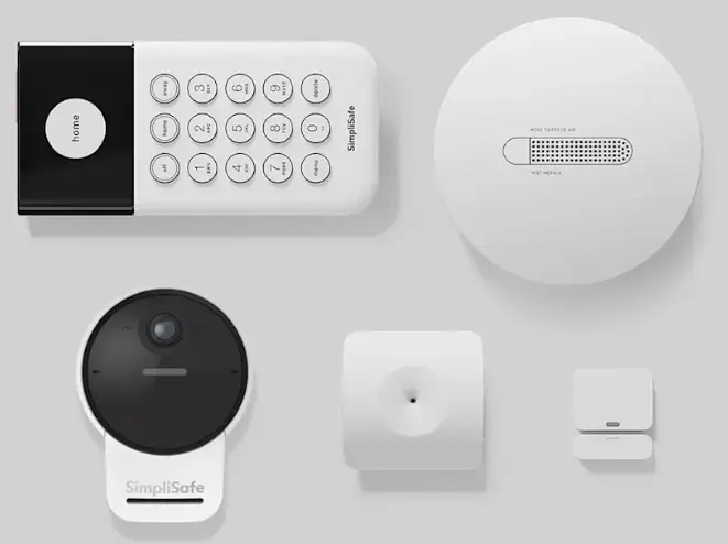 SimpliSafe 8-piece set DIY home security system with motion sensors, keypad, and base station